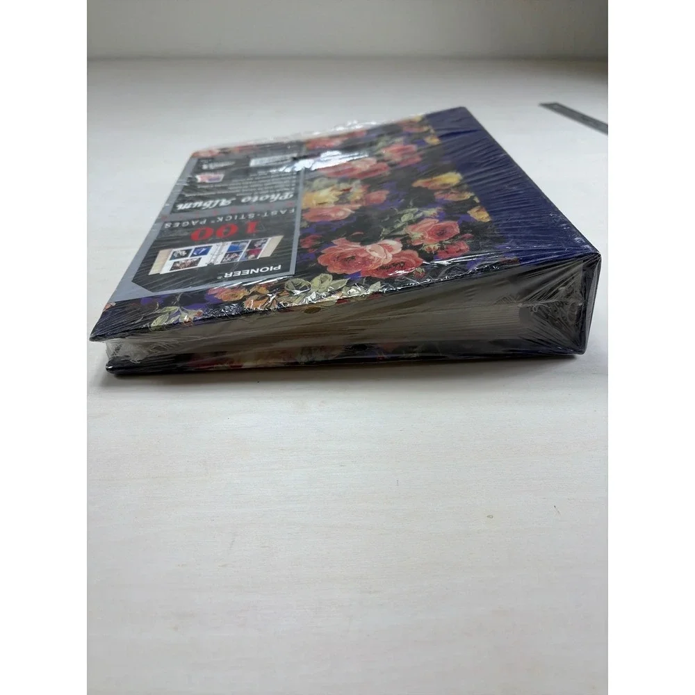 Vintage Pioneer Photo Album 100 Fast-Stick Pages Floral Rose Navy Blue LM-100